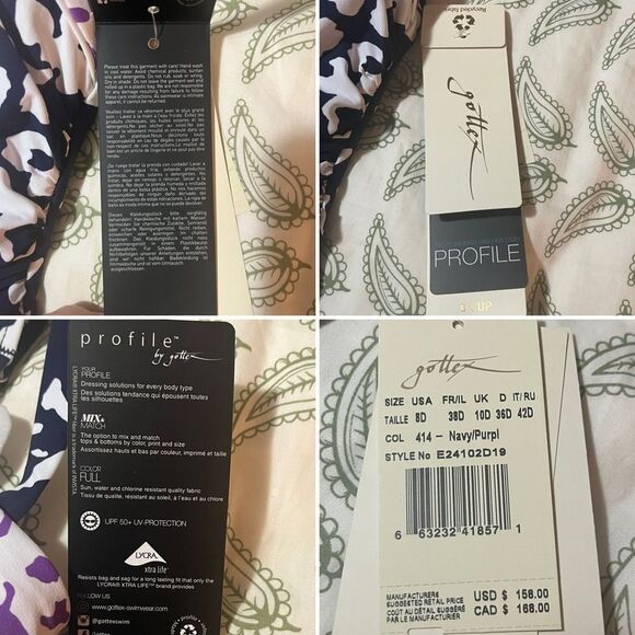 PROFILE BY GOTTEX Upf 50 Pop Flower D Cup Tank One-Piece Swimsuit Purple Blue 8 - Picture 11 of 13